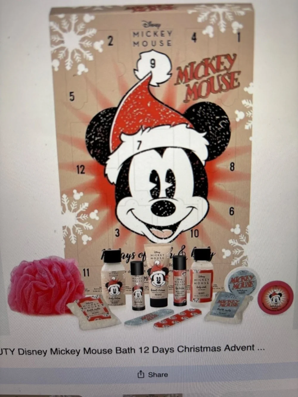 Disney  Mickey Mouse Bath 12 days of Christmas Advent Mad Beauty NWT